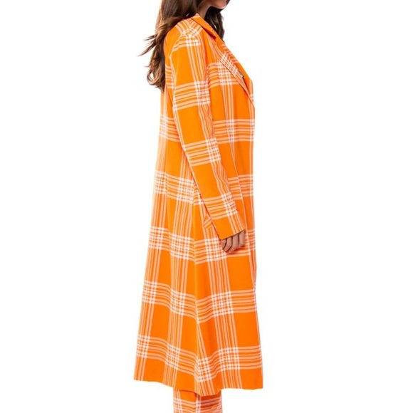 Stasia Sherberry: Orange Plaid All Season Duster Trench Coat L XL - Picture 4 of 16